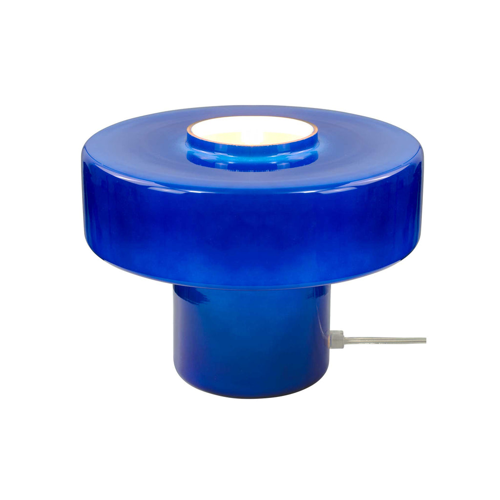 Lampe à poser verre coloré style rétro Foza: Bleu