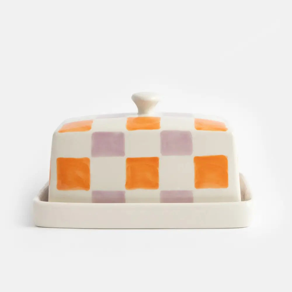 Beurrier à carreaux orange / lila