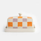 Beurrier à carreaux orange / lila