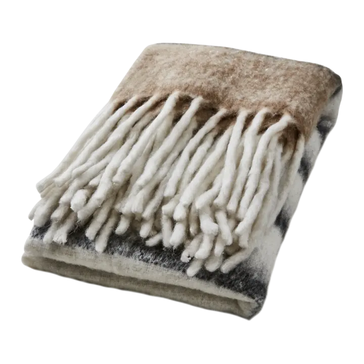 Plaid beige / noir / blanc