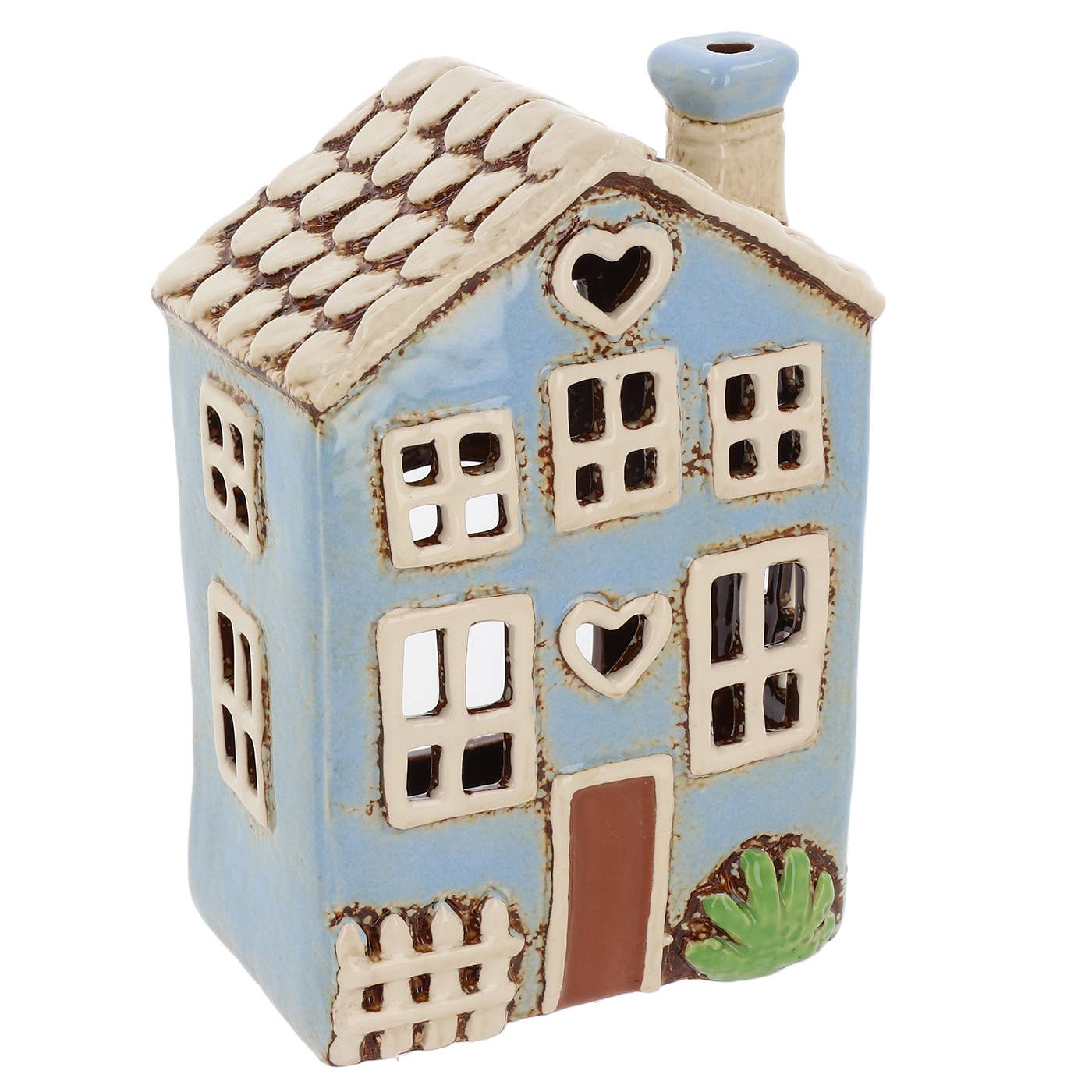 Bougeoir en forme de maison cœur bleue