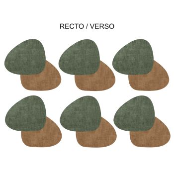 Dessous de verres verts / taupes (lot de 6)