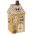 Maison en poterie villageoise pour bougie chauffe-plat jaune