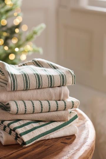 Torchon rayures vertes