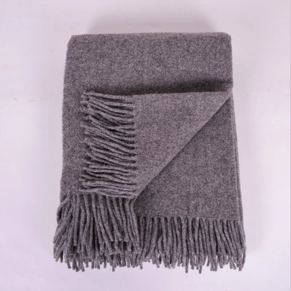 Plaid 100% laine gris