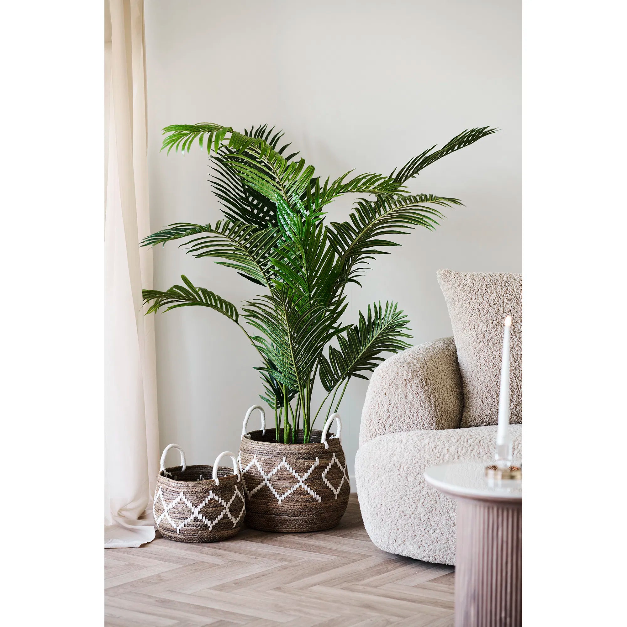 Paniers naturel / blanc (Lot de 2)