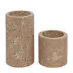 Ensemble de 2 porte-bougies chauffe-plat en travertin