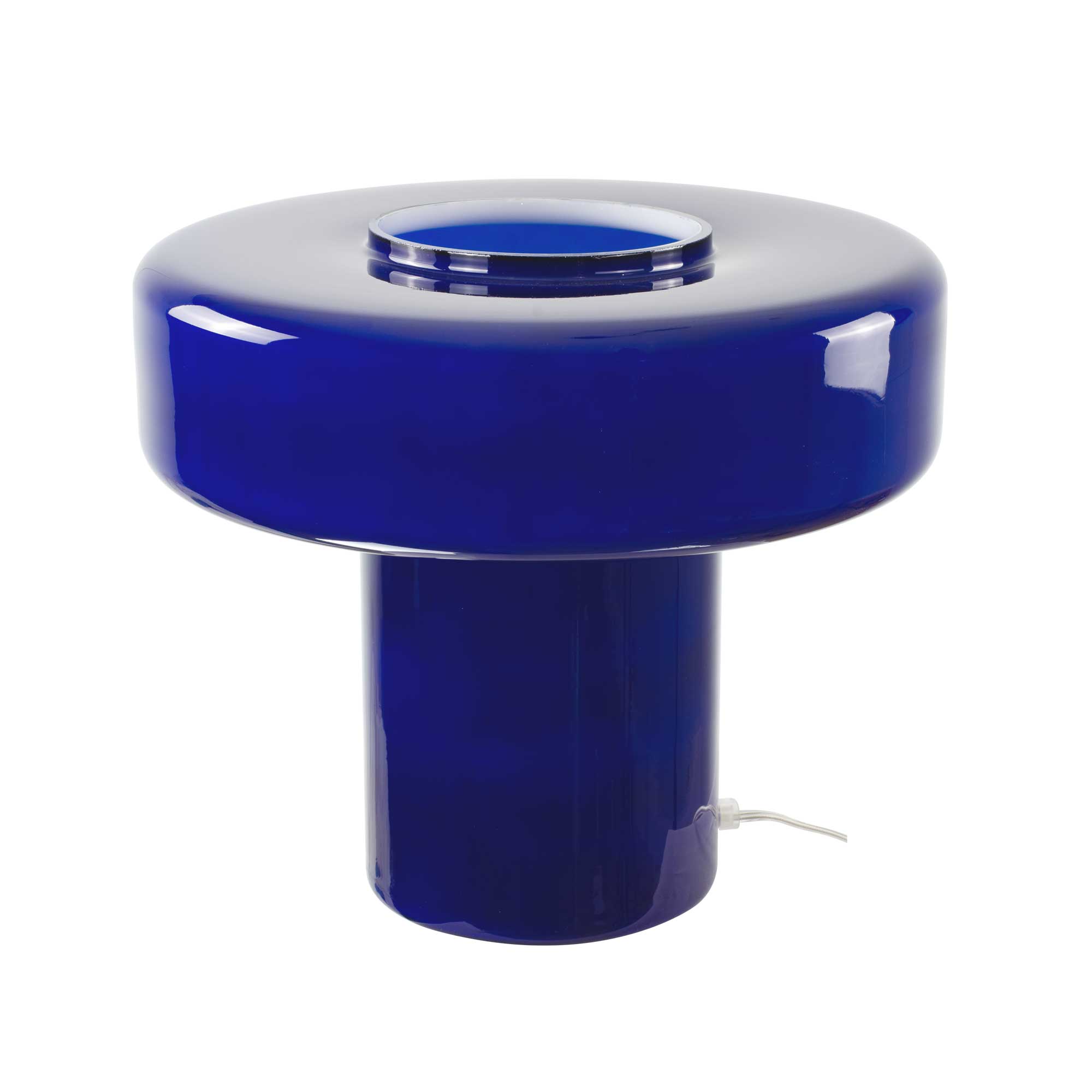 Lampe à poser XXL en verre coloré et style rétro Foza Maxi : Bleu