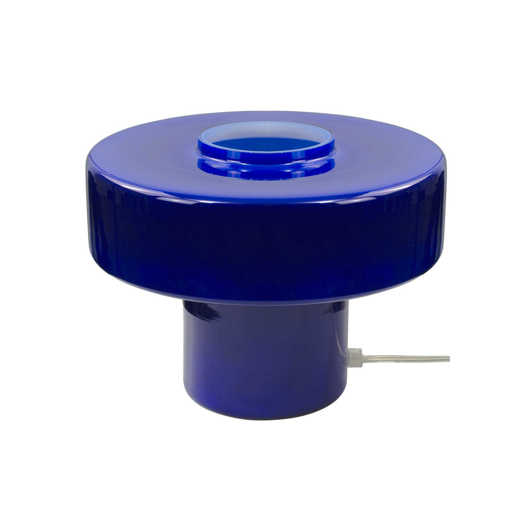 Lampe à poser verre coloré style rétro Foza: Bleu
