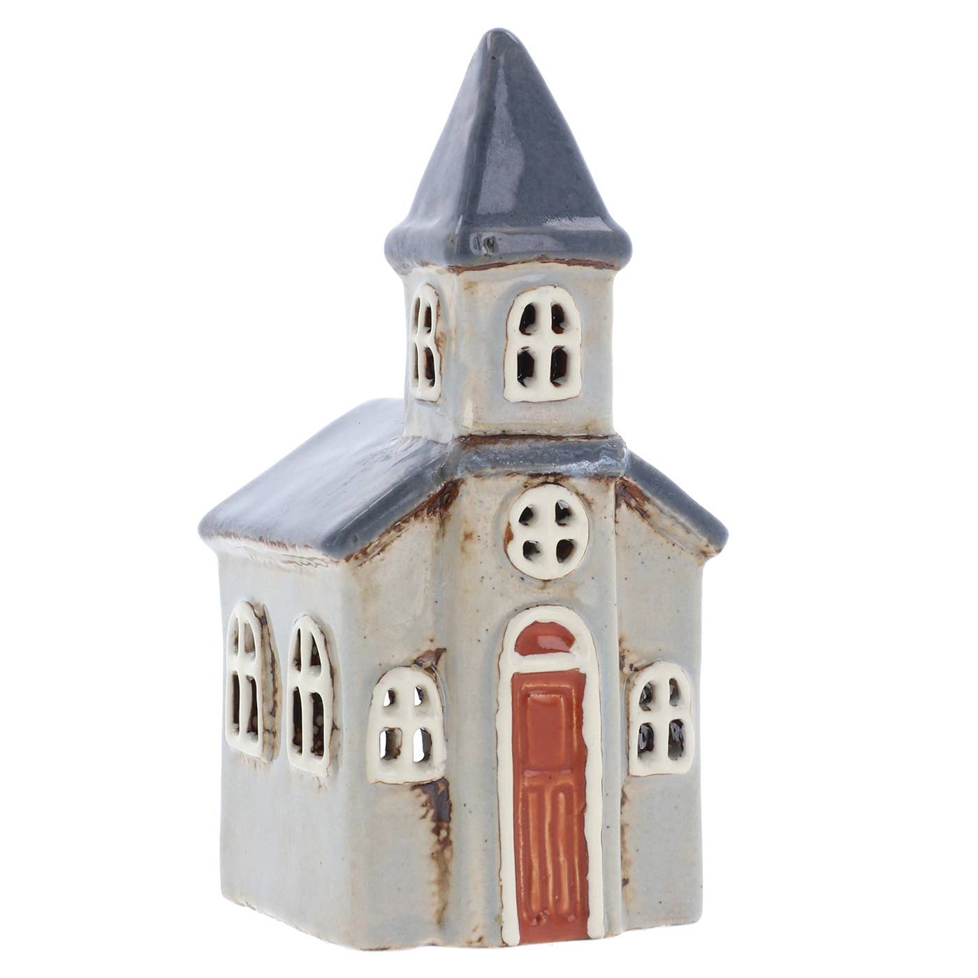Église en poterie de village Bougeoir Petit