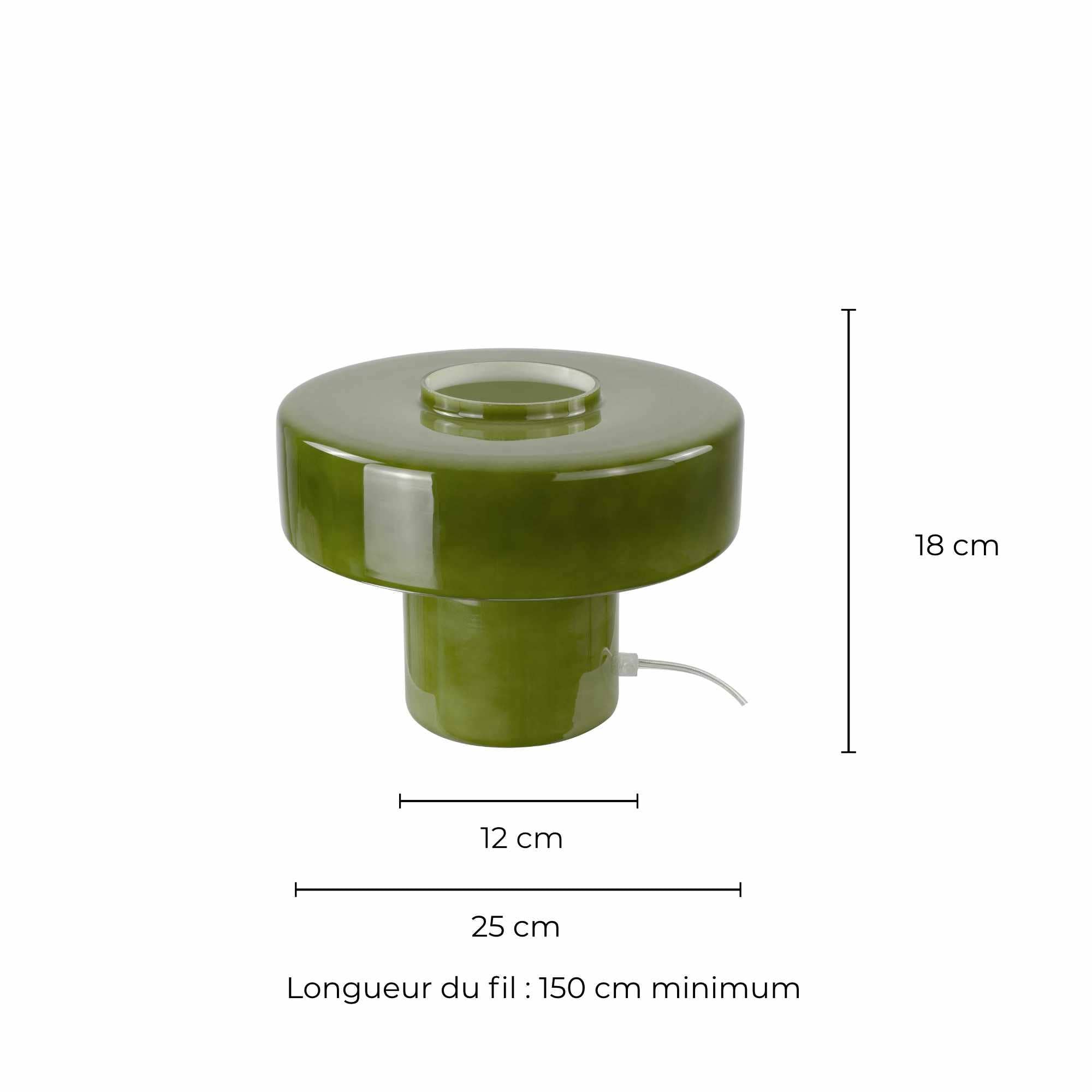 Lampe à poser verre coloré style rétro Foza Vert kaki