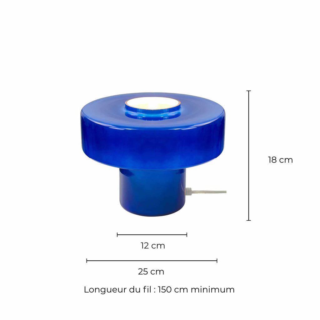 Lampe à poser verre coloré style rétro Foza: Bleu