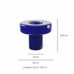 Lampe à poser XXL en verre coloré et style rétro Foza Maxi : Bleu