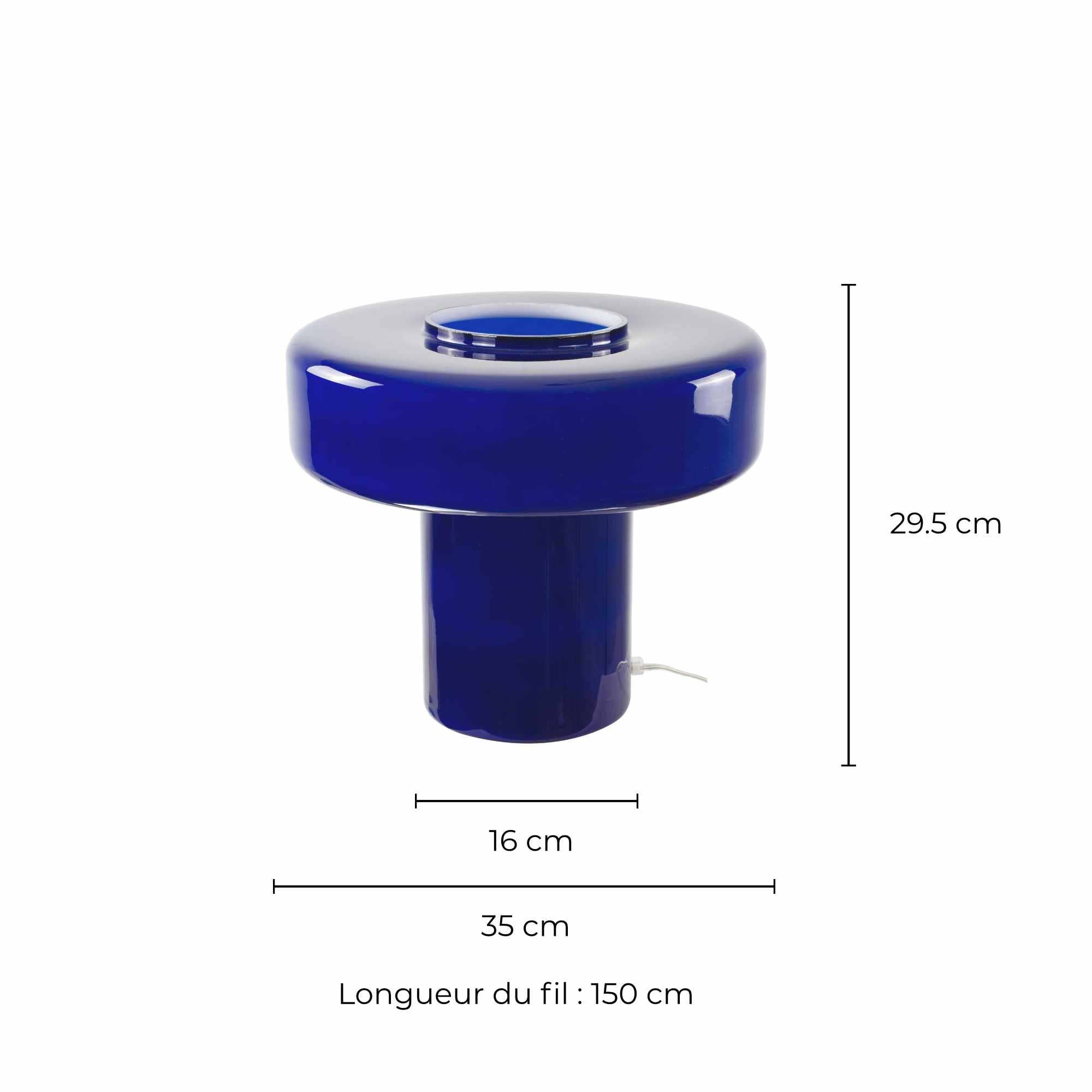Lampe à poser XXL en verre coloré et style rétro Foza Maxi : Bleu