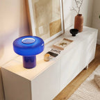 Lampe à poser XXL en verre coloré et style rétro Foza Maxi : Bleu