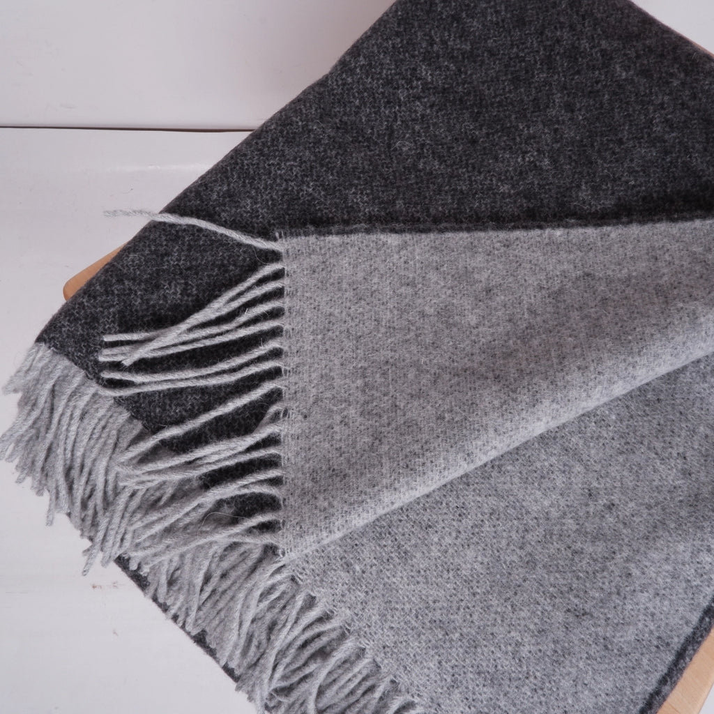 Plaid  laine noir / gris