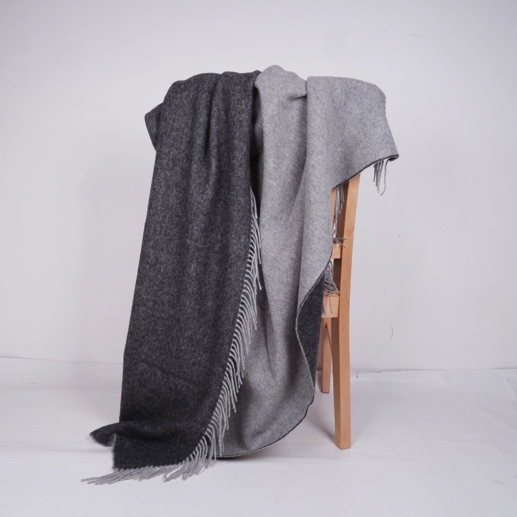 Plaid  laine noir / gris