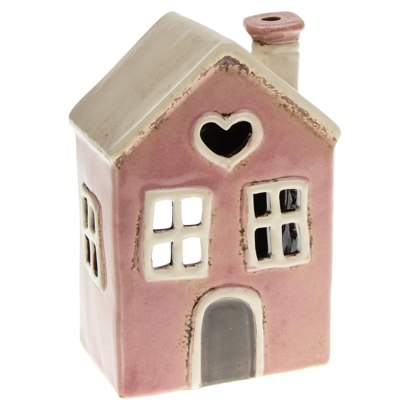 Maison poterie pour bougie chauffe-plat rose