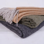 Plaid  laine vert / gris