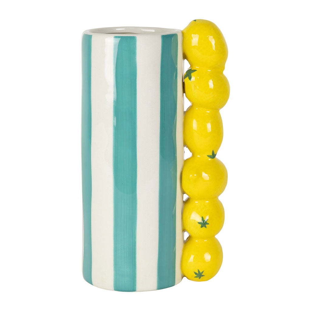 vase turquoise citrons