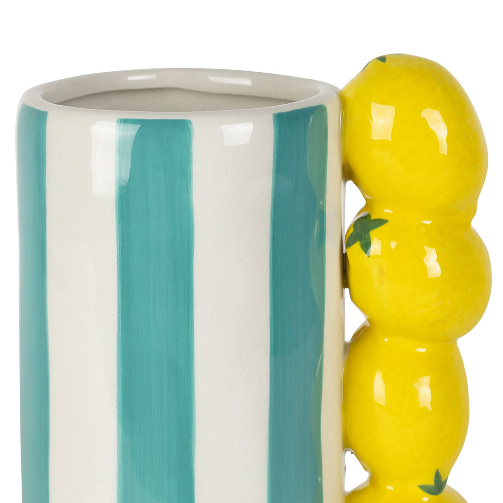 vase turquoise citrons