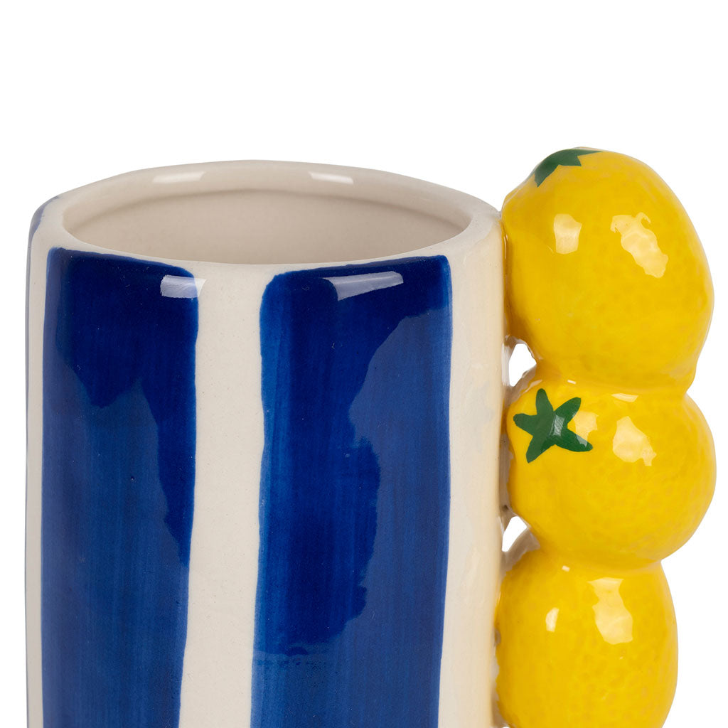 vase bleu citrons
